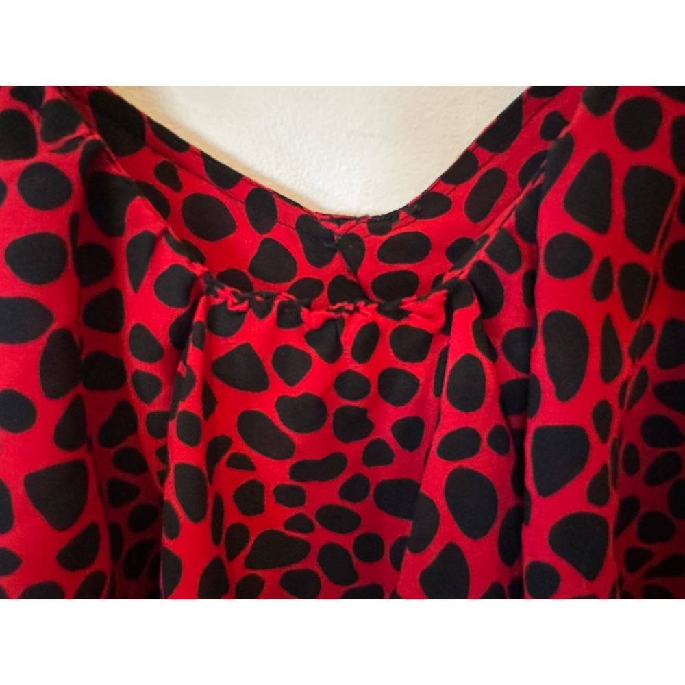 Vintage Red Black Print Flamenco Midi Art Deco Flapper Tiered ruffle dress 8 - Picture 10 of 16